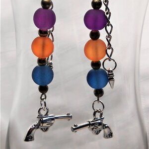 No. 2 Handmade earrings with Tibetan silver 3D revolvers charms